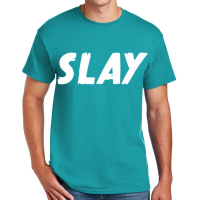 SLAY TRUE CRIMES - Sew N Stitches DryBlend ® 50 Cotton/50 Poly T Shirt Thumbnail