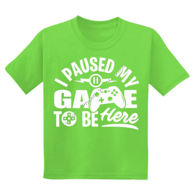 I PAUSED MY GAME TO BE HERE - Sew N Stitches Youth DryBlend ® 50 Cotton/50 Poly T Shirt Thumbnail