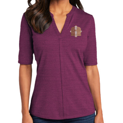 Ladies Stretch Heather Open Neck Top Thumbnail