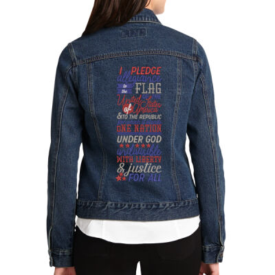 i pledge alleguance - SEW N STITCHES - Ladies Denim Jacket Thumbnail