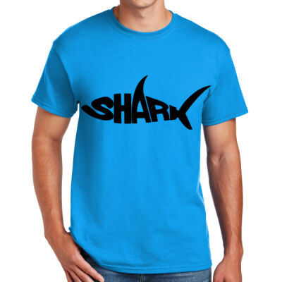 SHARK WORD ART = Sew N Stitches DryBlend ® 50 Cotton/50 Poly T Shirt Thumbnail
