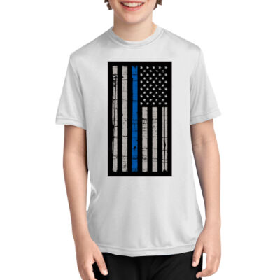  Youth Thin Blue Line Flag Performance Tee - % of proceeds will benefit Backstoppers Thumbnail