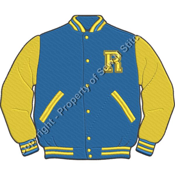 R VARSITY JACKET BLUE AND GOLD 10 IN Thumbnail